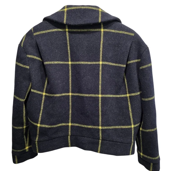 Bread n Butter Modern Cropped Check Wool Coat Size M - Picture 3 of 16